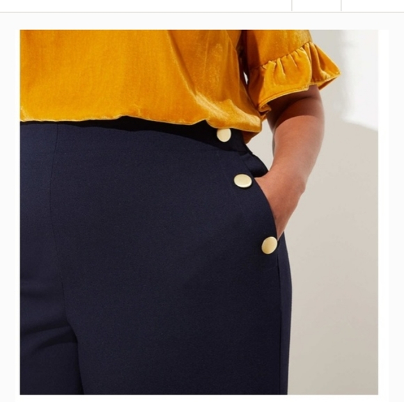 Navy high waisted wide leg trouser - Picture 2 of 7